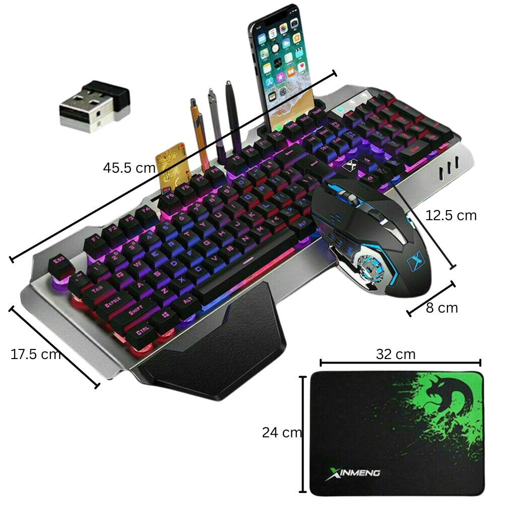 RGB LED Backlit Wireless Gaming Keyboard and Mouse Set