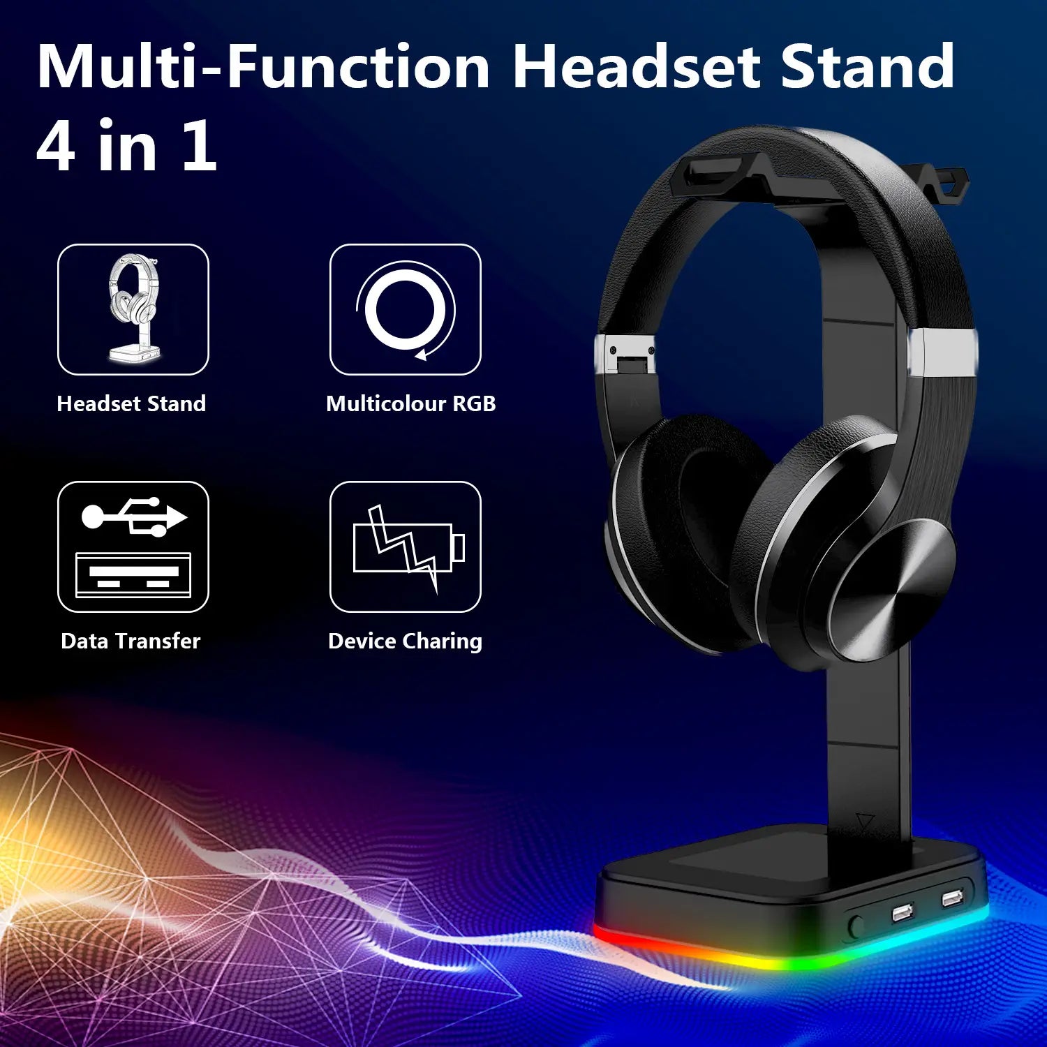 Level Up Your Setup: RGB Gaming Headset Stand with Color Effects