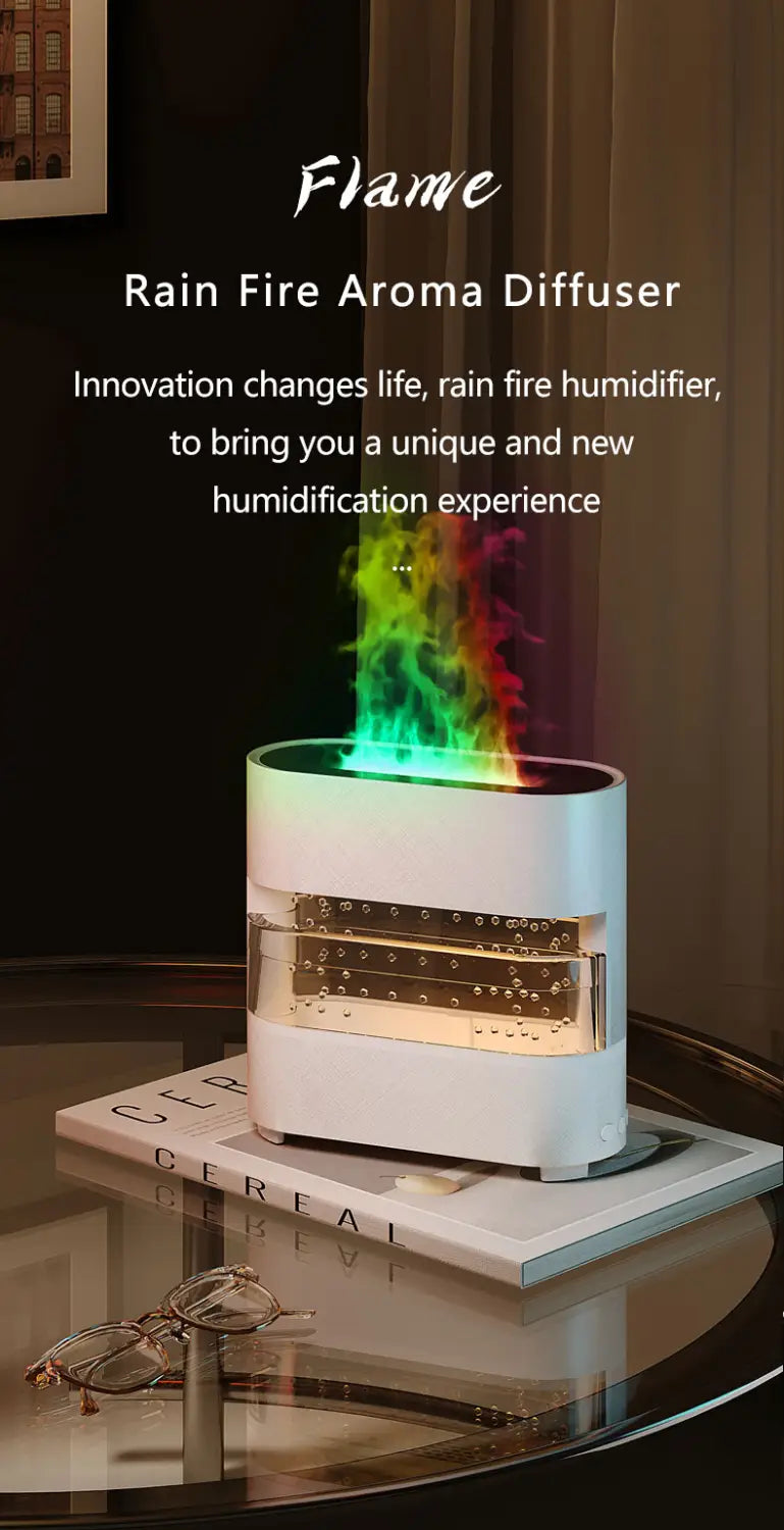 Realistic Flame and Rain Sound Humidifier