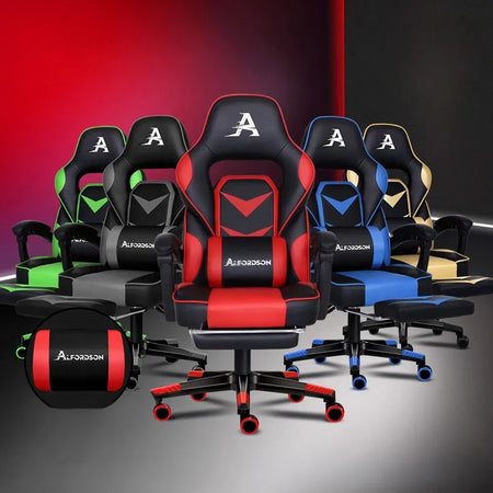 Gaming Chair Office Seat Generous Padding Footrest_0