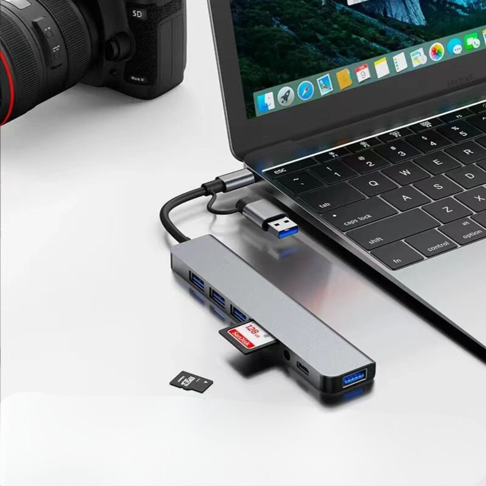 8-in-2 USB-C & USB Hub with Card Reader