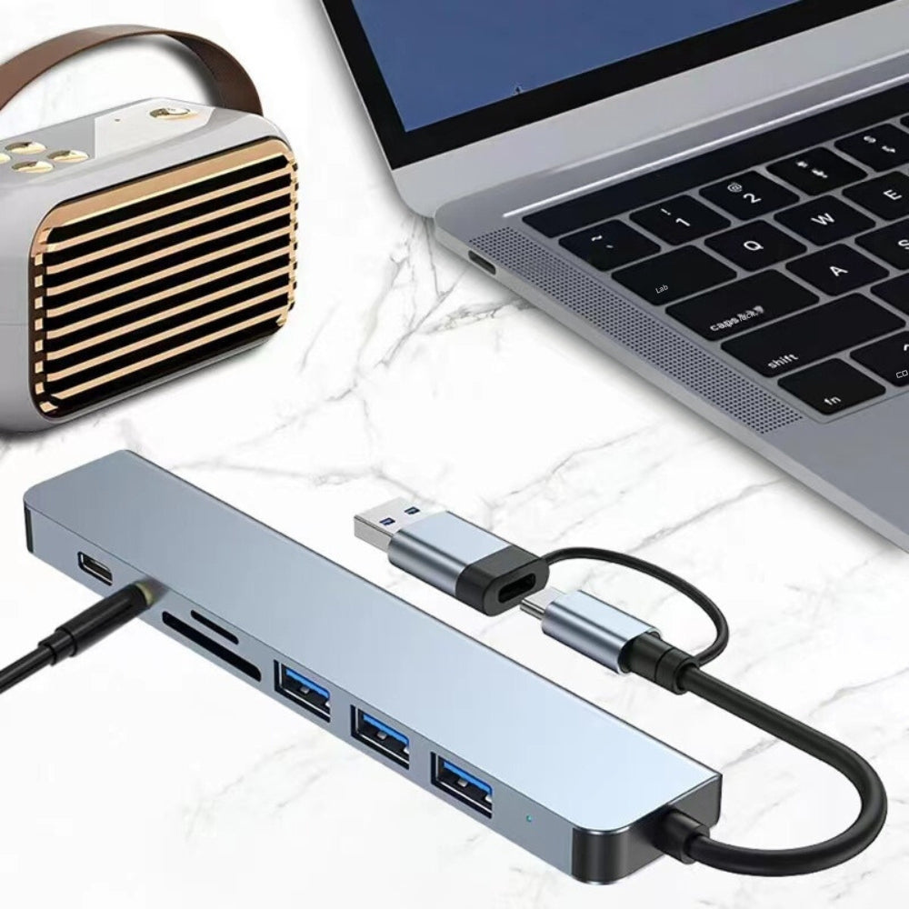 8-in-2 USB-C & USB Hub with Card Reader