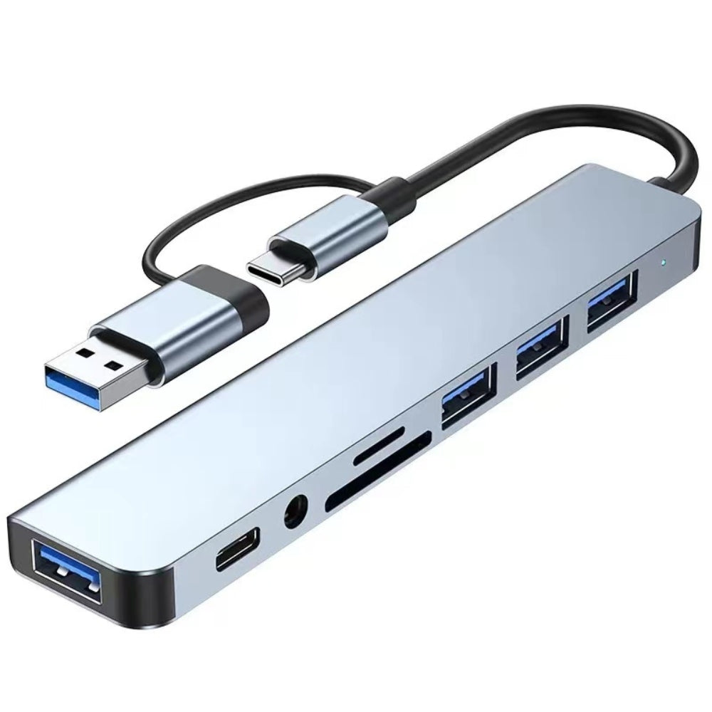 8-in-2 USB-C & USB Hub with Card Reader