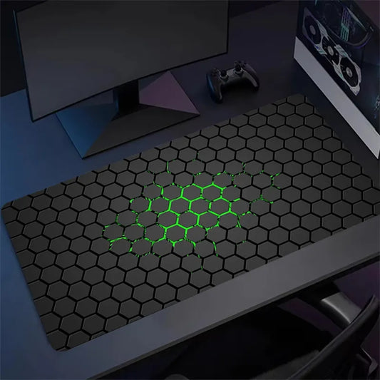 Large Hexagon Mousepad & Keyboard Mat - Extended Gaming & Office Desk Pad