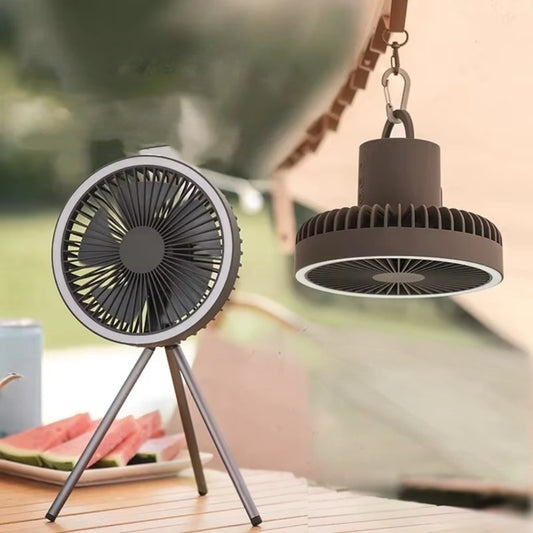 10000mAh Camping Fan with LED Light & Power Bank