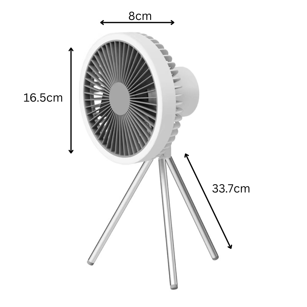 10000mAh Camping Fan with LED Light & Power Bank