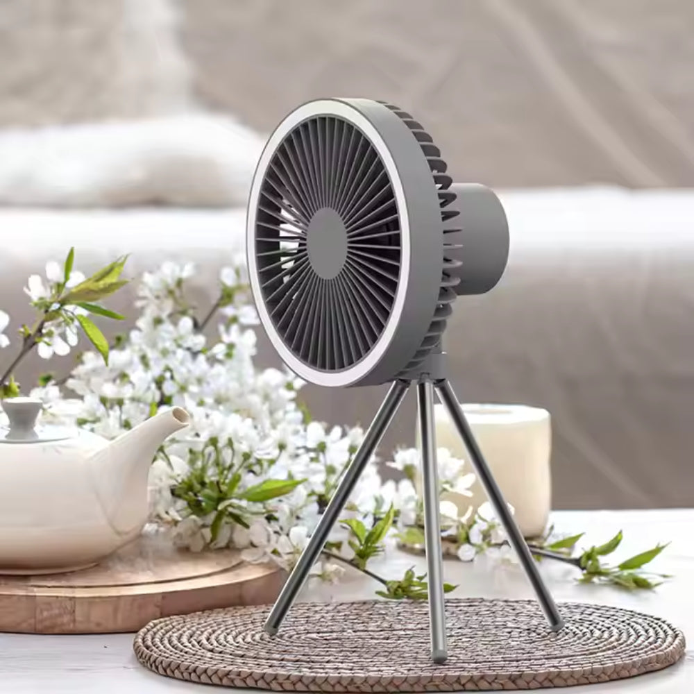 10000mAh Camping Fan with LED Light & Power Bank