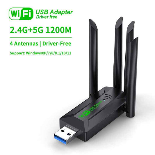 1200Mbps WiFi USB Adapter Dual Band USB3.0 High-Speed Wireless Card Receiver