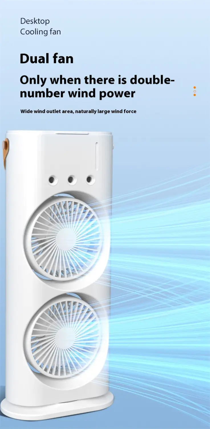 Double Mist & Cool Air Fan: Portable Air Cooler for Personal Comfort