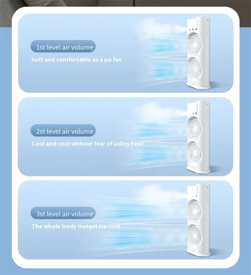 Double Mist & Cool Air Fan: Portable Air Cooler for Personal Comfort