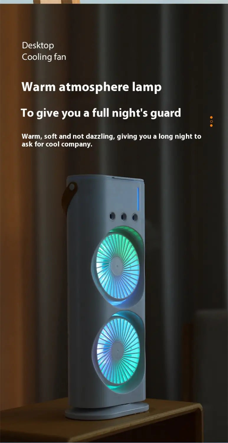 Double Mist & Cool Air Fan: Portable Air Cooler for Personal Comfort