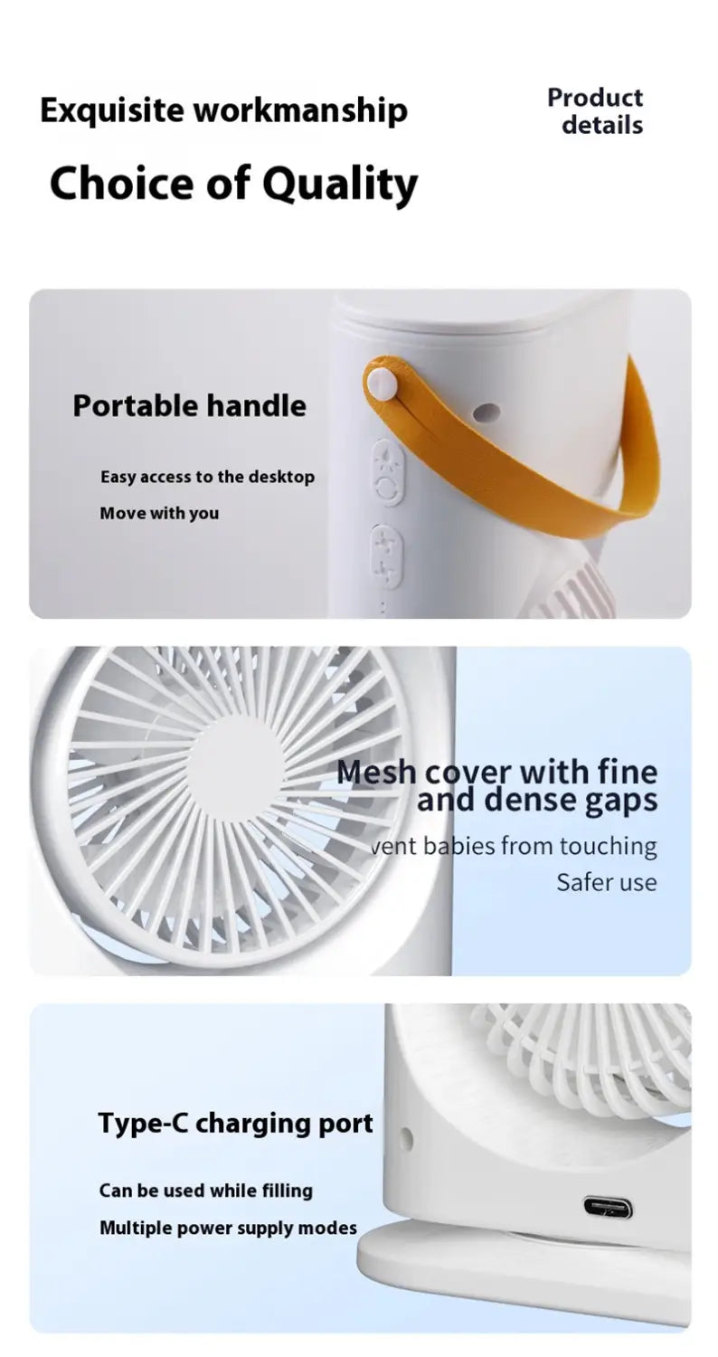 Double Mist & Cool Air Fan: Portable Air Cooler for Personal Comfort