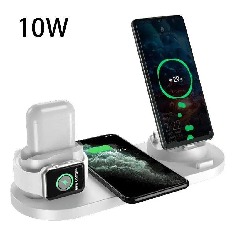 6-in-1 Wireless Charging Dock: iPhone Watch & Airpods Fast Charger - White / 10w / USB - charger