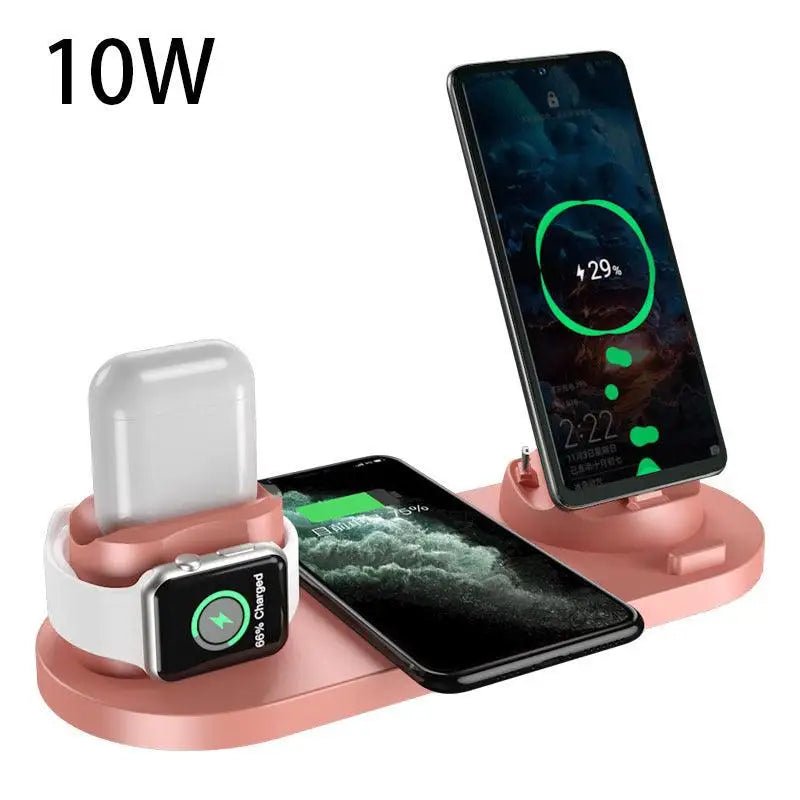 6-in-1 Wireless Charging Dock: iPhone Watch & Airpods Fast Charger - Pink / 10w / USB - charger