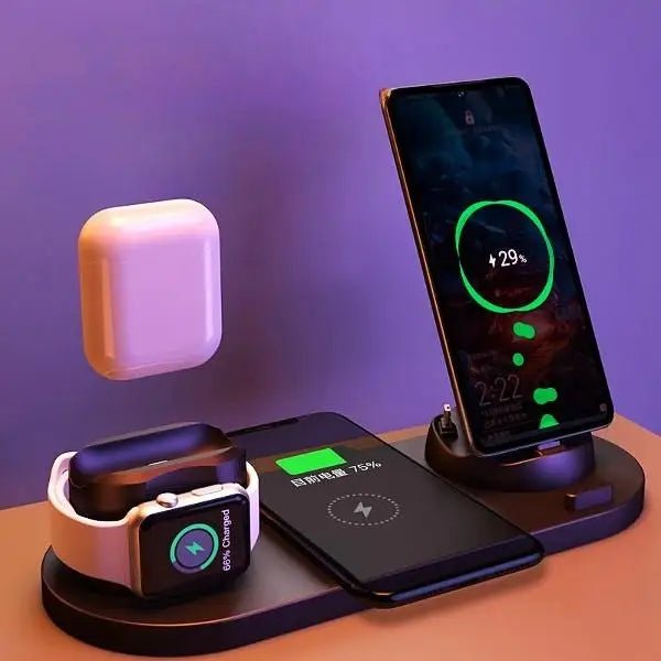 6-in-1 Wireless Charging Dock: iPhone Watch & Airpods Fast Charger - charger