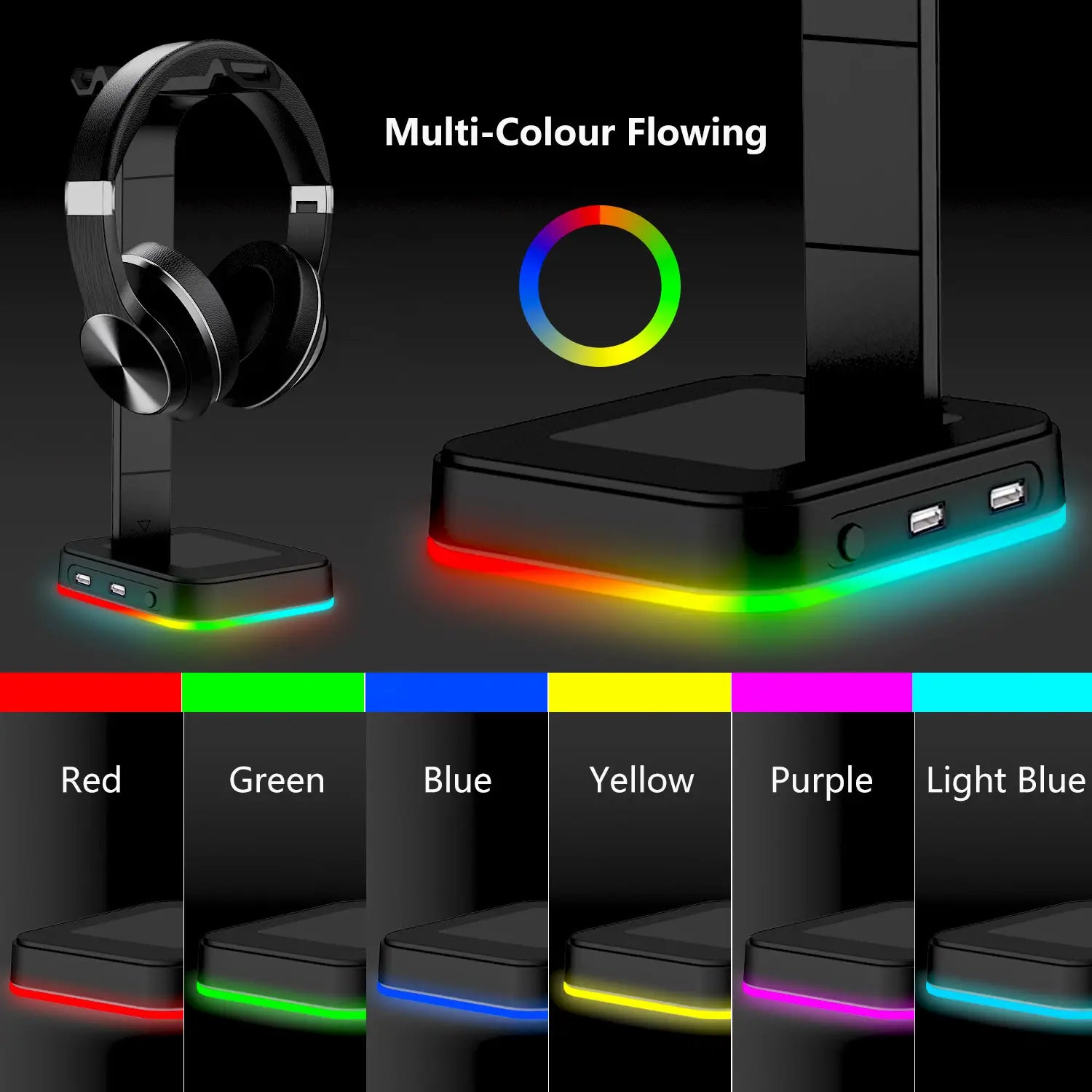 Level Up Your Setup: RGB Gaming Headset Stand with Color Effects