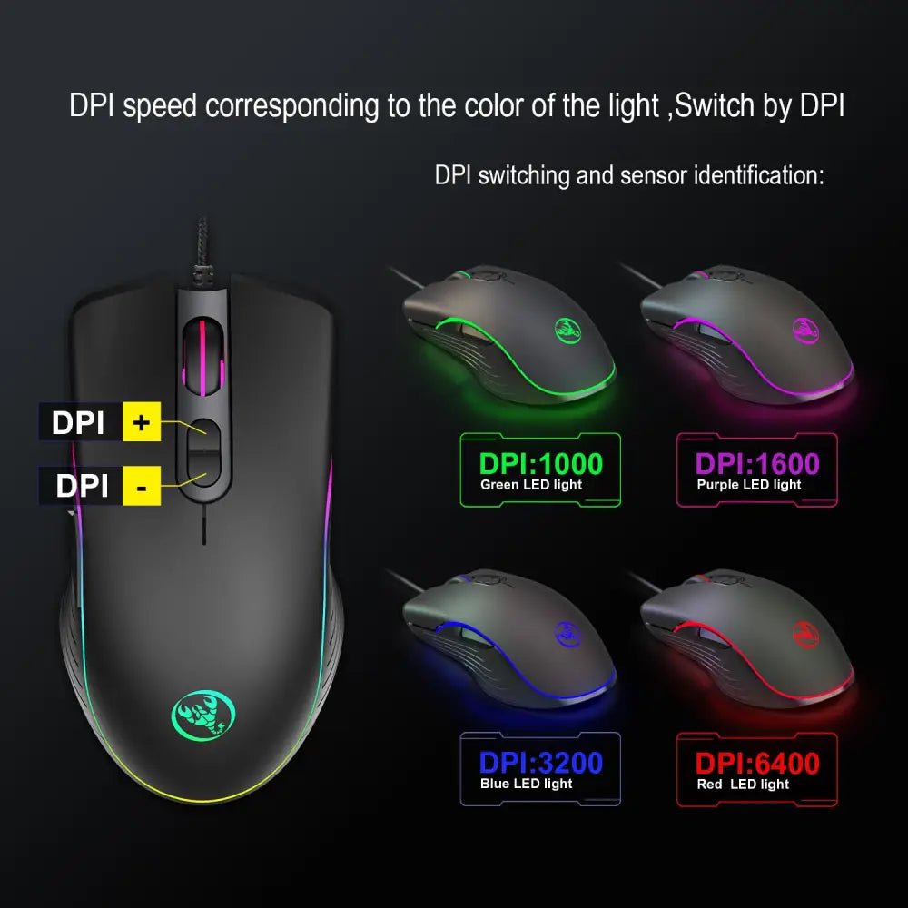 6400 DPI High-Precision Glowing Gaming Mouse - Mouse