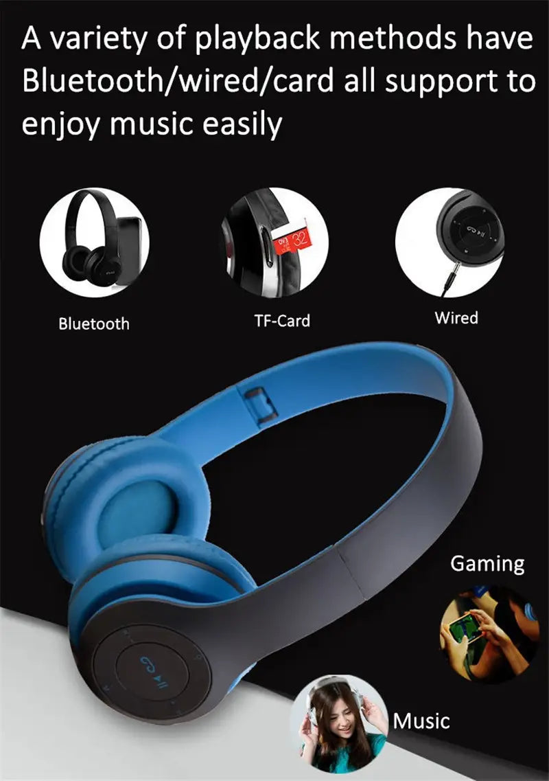 Foldable Bluetooth Headset - Stereo Bass Mic