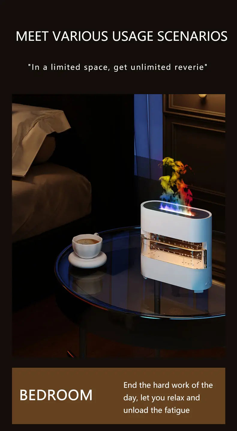 Realistic Flame and Rain Sound Humidifier