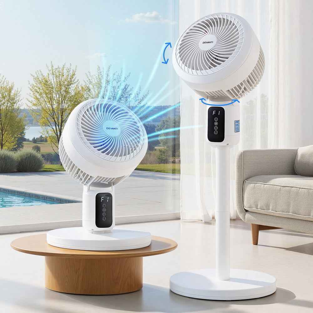 Devanti 3-Speed Pedestal Fan - Height Adjustable, Remote & 12H Timer