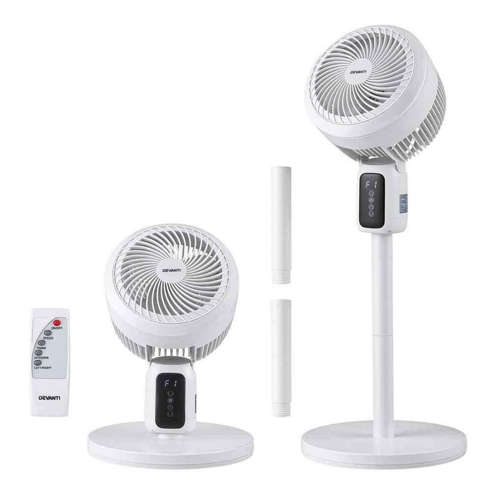 Devanti 3-Speed Pedestal Fan - Height Adjustable, Remote & 12H Timer