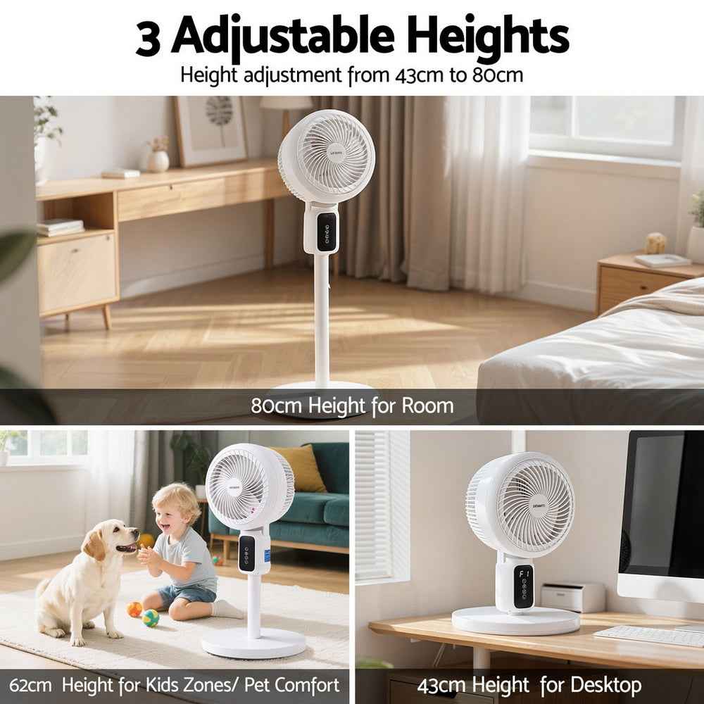 Devanti 3-Speed Pedestal Fan - Height Adjustable, Remote & 12H Timer