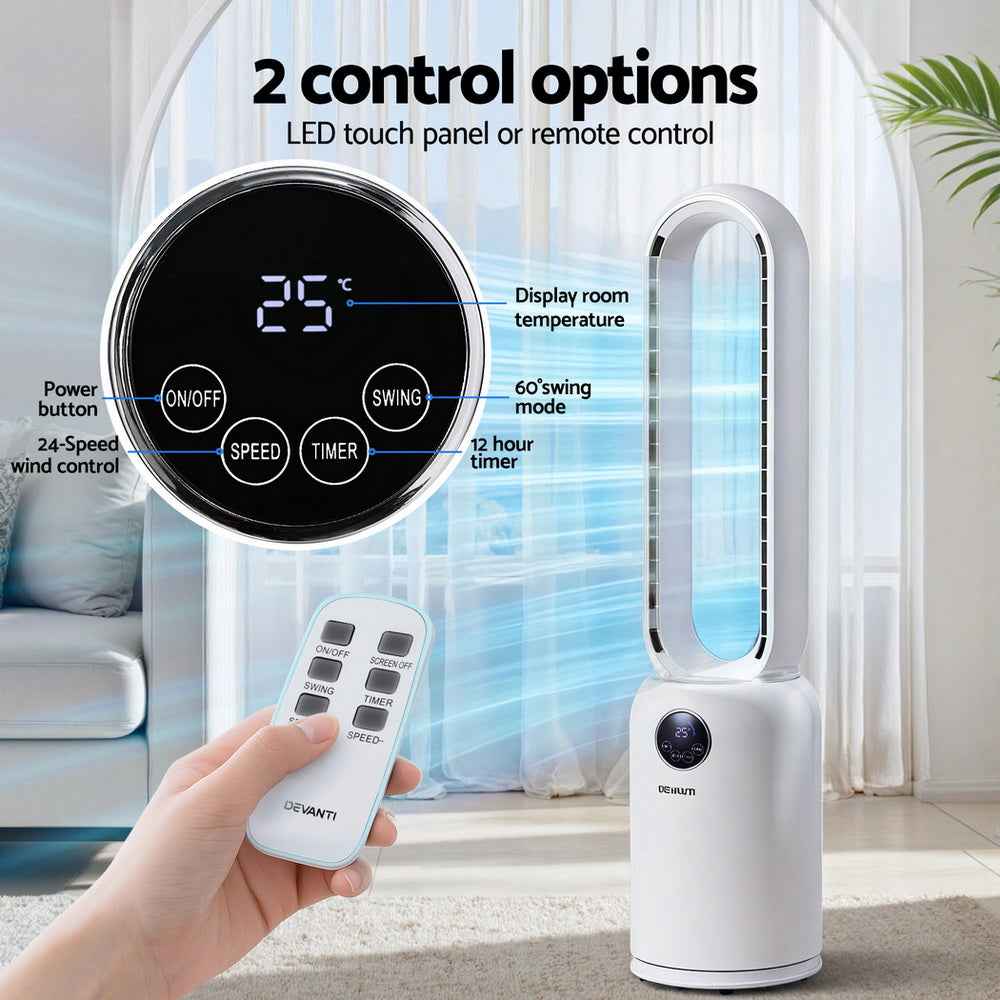 Devanti Bladeless Fan Air Purifier 88cm w/ Remote