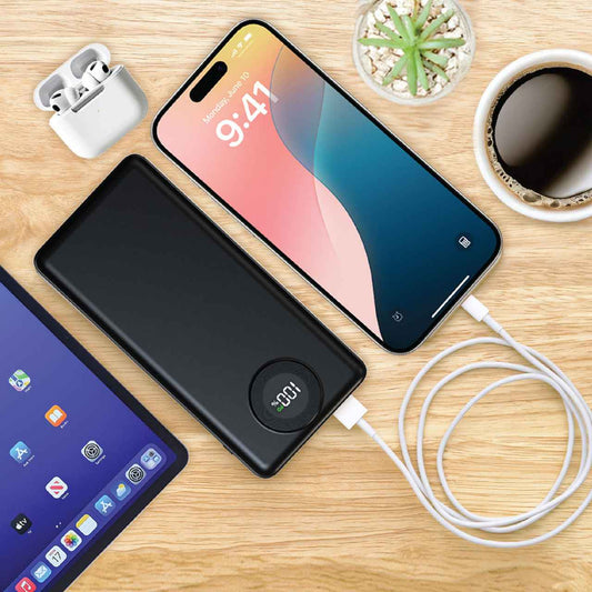 Laser 10000mAh Power Bank with LED Digital Display (Black)