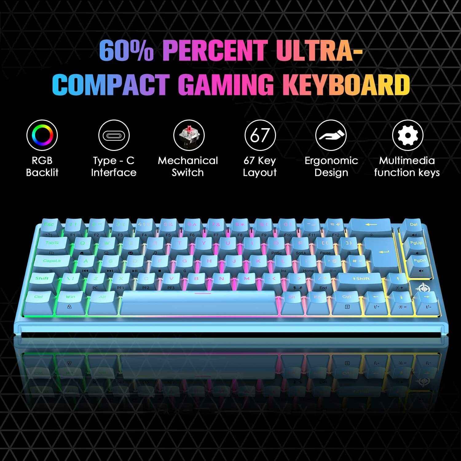 67-Key Compact Mechanical Gaming Keyboard