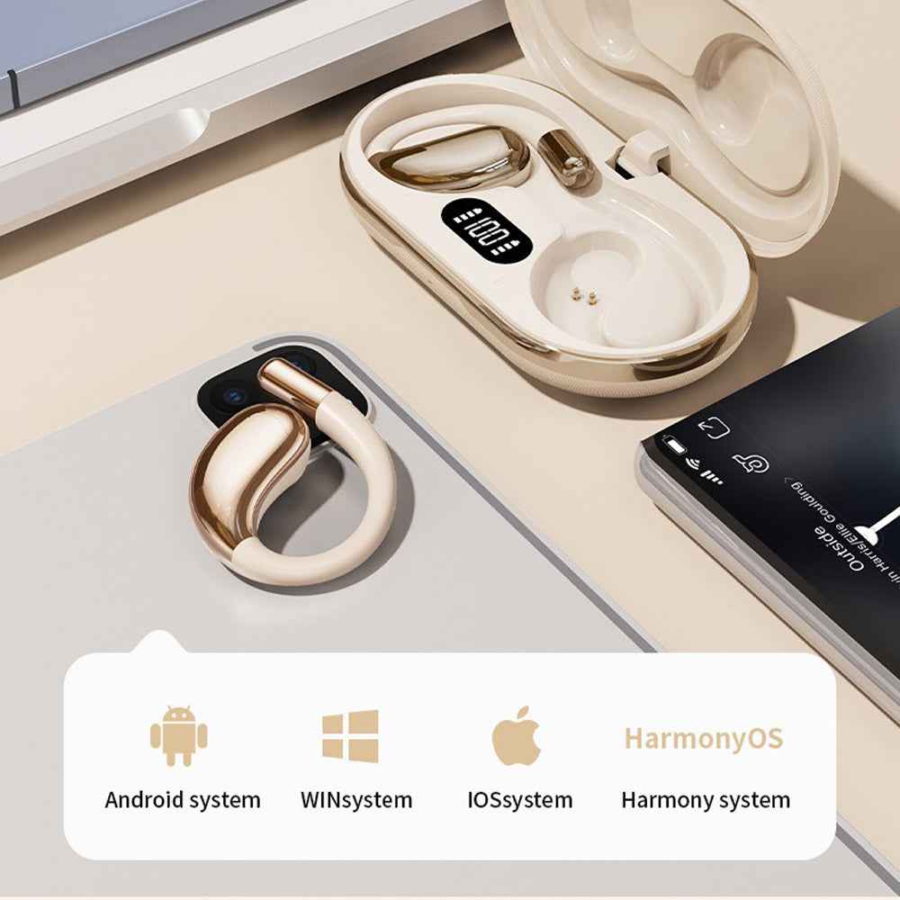 Open-Ear Wireless Ear hook Sports Headphones (Beige)