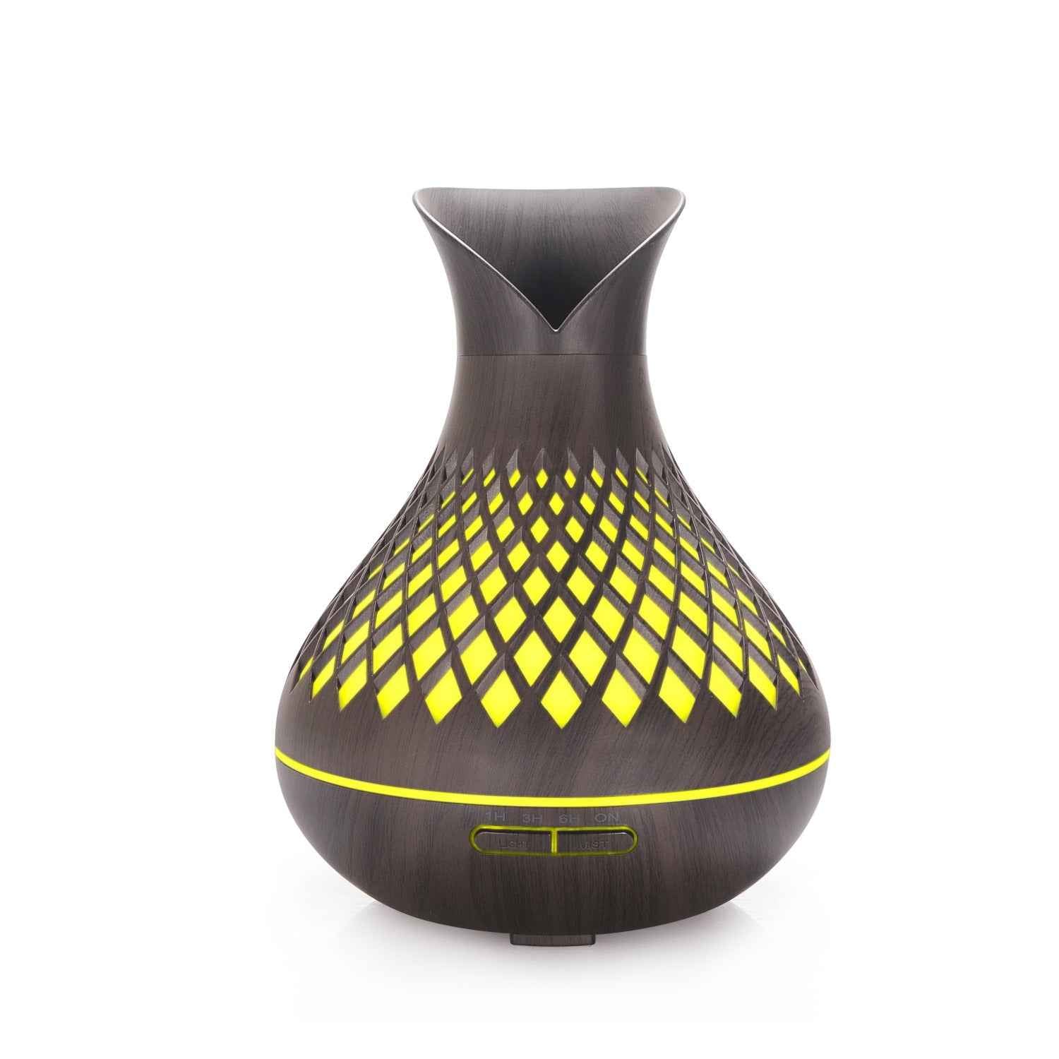 Lattice-Pattern Dark Woodgrain Essential Oil Diffuser