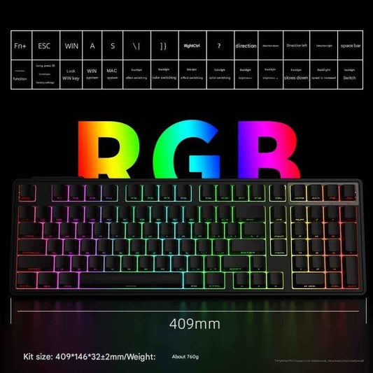 Tri-Mode Wireless Hot-Swappable RGB Mechanical Keyboard(Midnight on black)