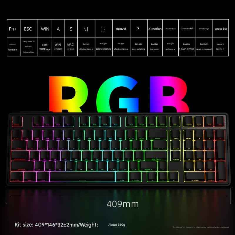 Tri-Mode Wireless Hot-Swappable RGB Mechanical Keyboard(Midnight on black)