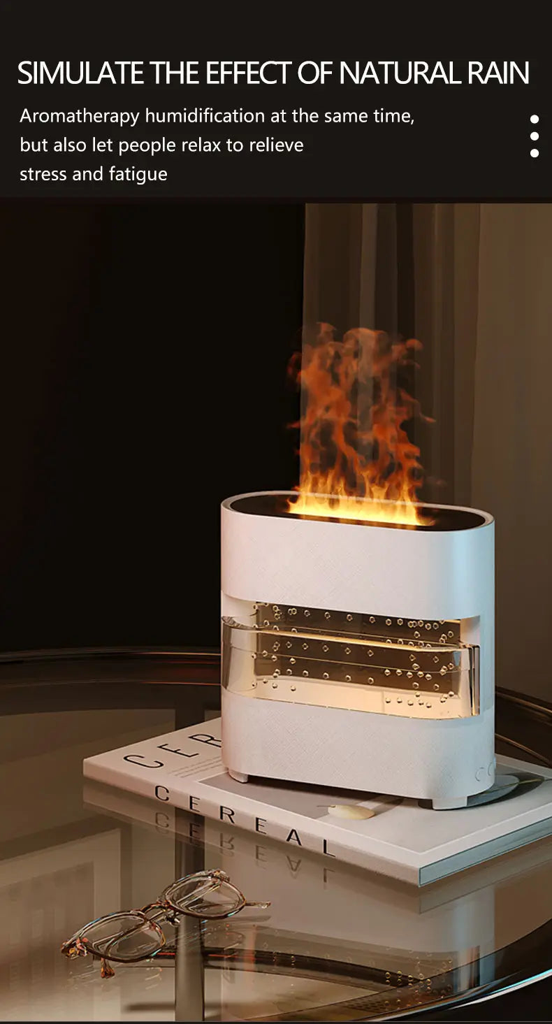 Realistic Flame and Rain Sound Humidifier