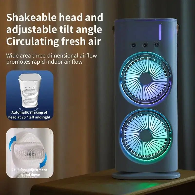 Double Mist & Cool Air Fan: Portable Air Cooler for Personal Comfort - TechTactic Frontier