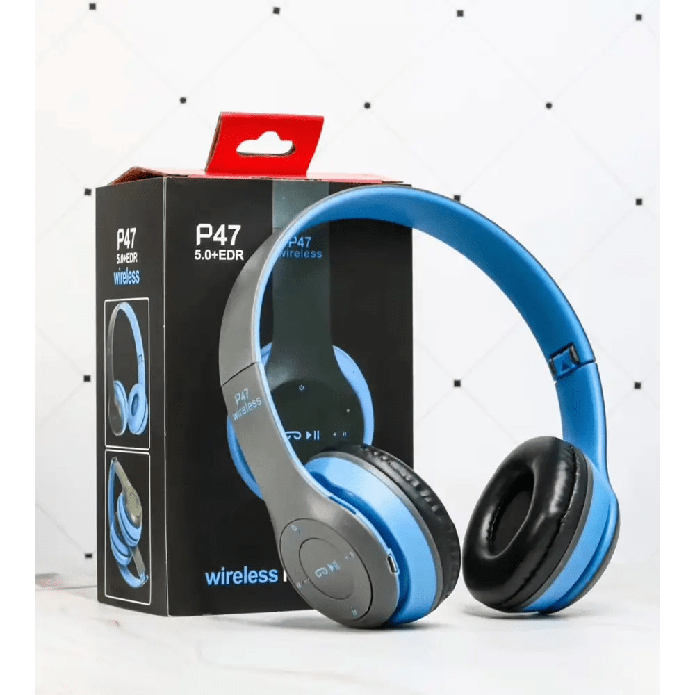 Foldable Bluetooth Headset - Stereo Bass Mic - Blue - 3PL Product