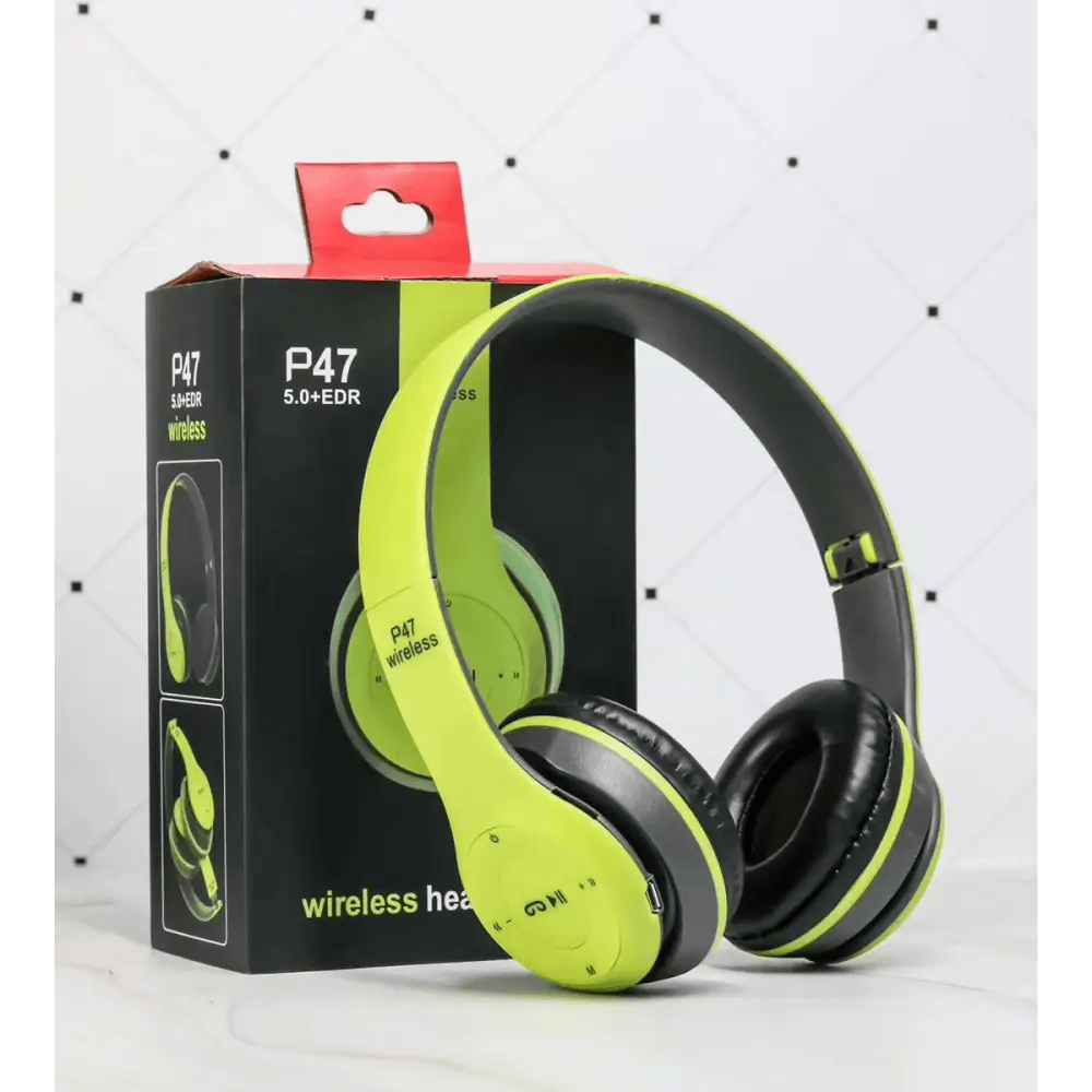 Foldable Bluetooth Headset - Stereo Bass Mic - Green - 3PL Product