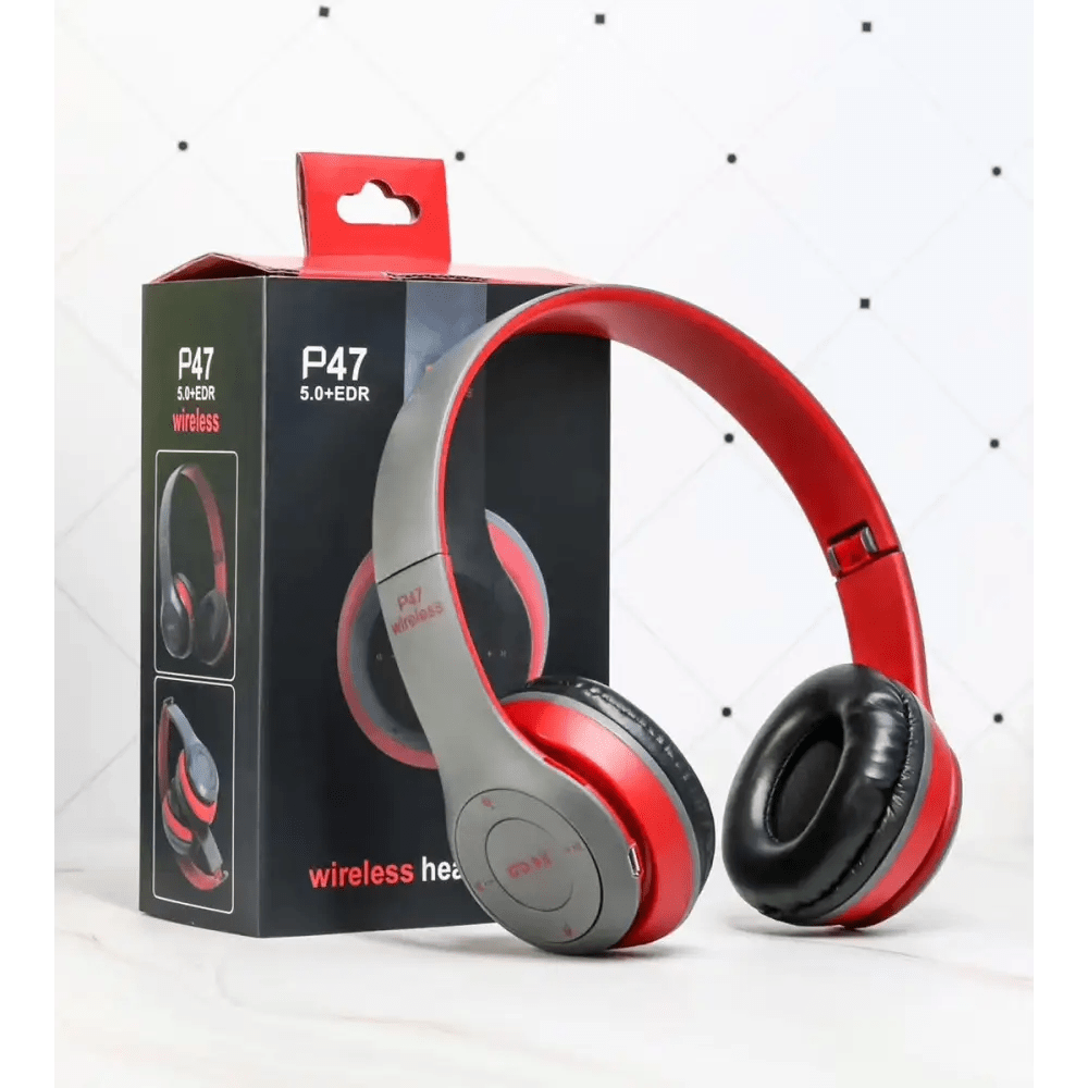 Foldable Bluetooth Headset - Stereo Bass Mic - Red - 3PL Product