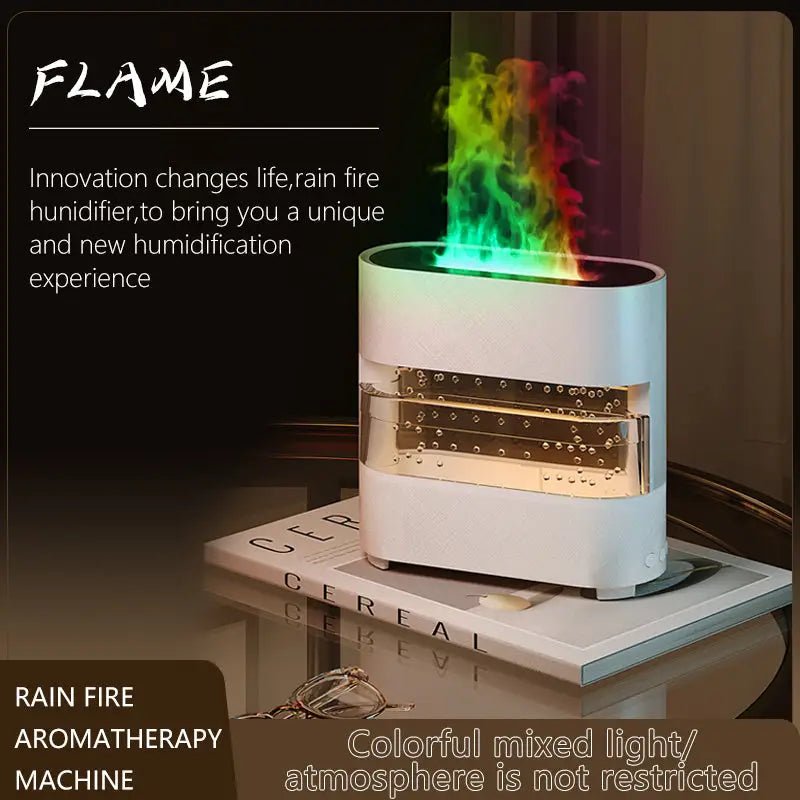 Realistic Flame and Rain Sound Humidifier - White / USB - 3PL Product